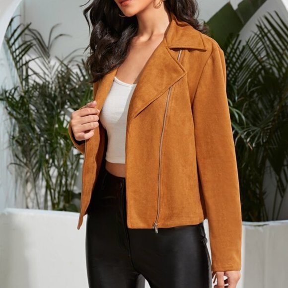 Boho Western Zip Up Fringe Trim Jacket camel - Picture 4 of 6